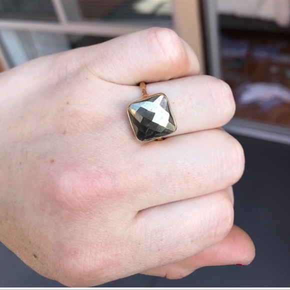 Pyrite faceted gold plated Ring - Picture 4 of 10